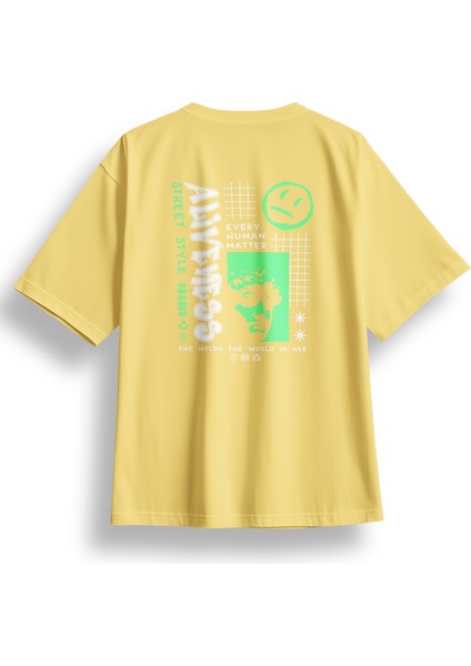 Oversize Aliveness Baskılı Tshirt