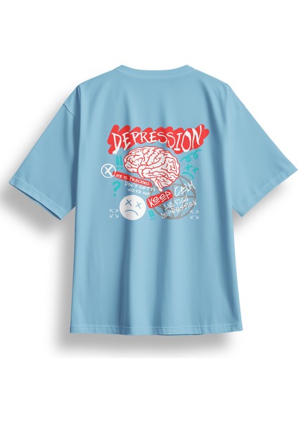 Oversize Depression Baskılı Tshirt