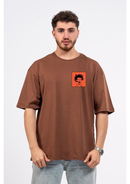 Oversize Curly Man Baskılı Tshirt