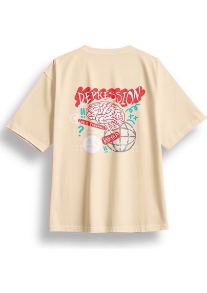 Oversize Depression Baskılı Tshirt