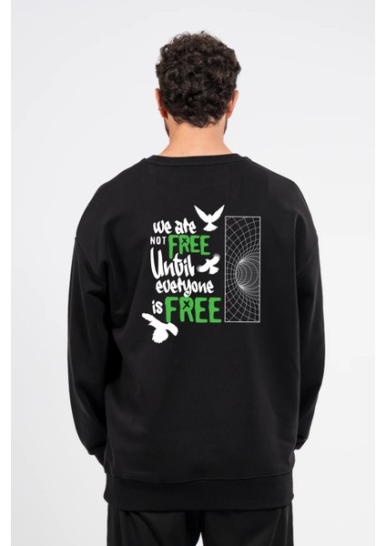 Oversize Sırtta Not Free Baskılı Sweatshirt fiyatları
