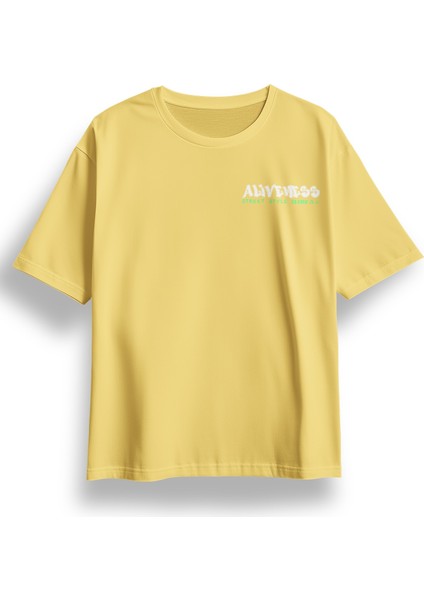 Oversize Aliveness Baskılı Tshirt