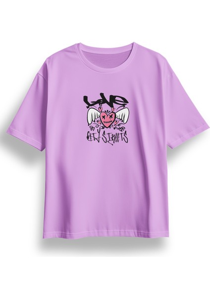 Oversize City Streets Baskılı Tshirt