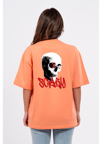 Oversize Sırtta Scary Baskılı Tshirt