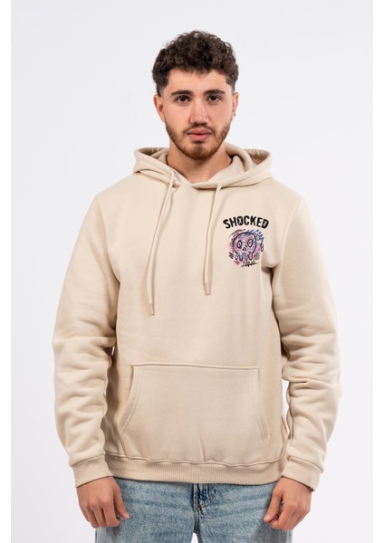 Regular Göğüste Shocked Baskılı Hoodie