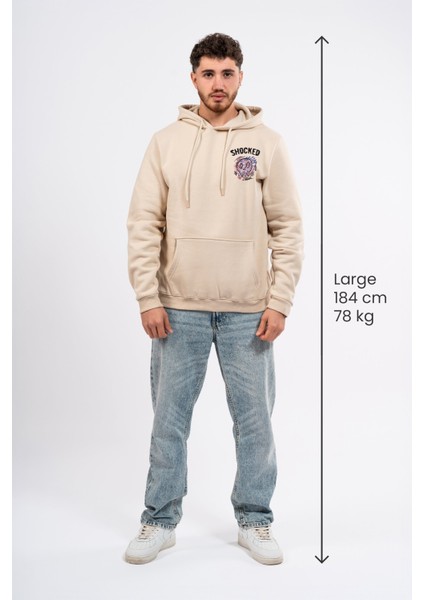 Regular Göğüste Shocked Baskılı Hoodie