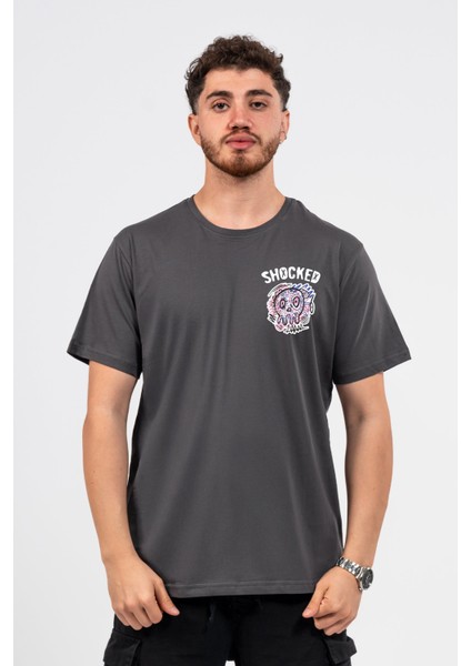 Regular Göğüste Shocked Baskılı Tshirt