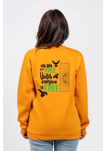 Regular Sırtta Not Free Baskılı Sweatshirt