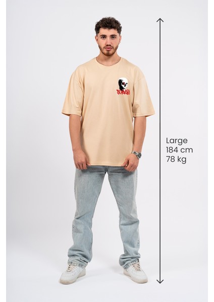 Oversize Göğüste Scary Baskılı T-Shirt