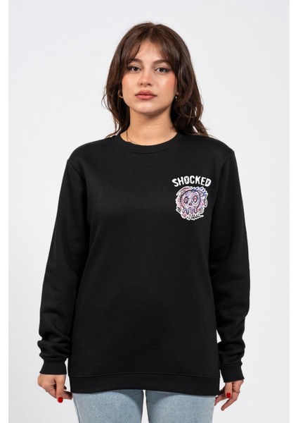 Regular Göğüste Shocked Baskılı Sweatshirt