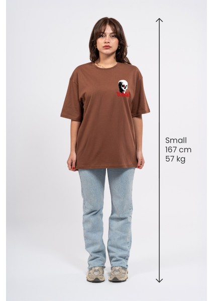 Oversize Göğüste Scary Baskılı T-Shirt modelleri