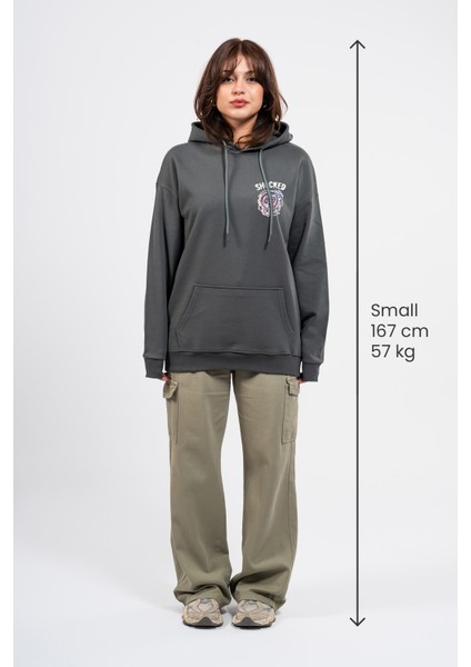 Oversize Göğüste Shocked Baskılı Hoodie modelleri
