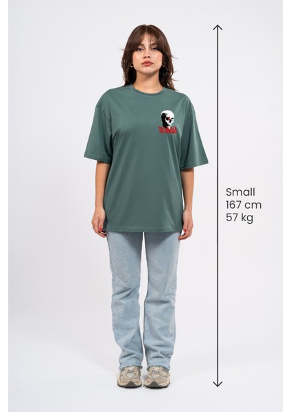 Oversize Göğüste Scary Baskılı T-Shirt modelleri