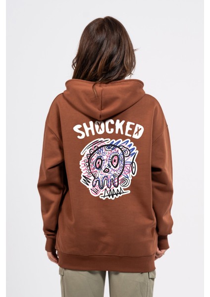 Oversize Sırtta Shocked Baskılı Hoodie