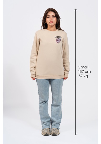 Regular Göğüste Shocked Baskılı Sweatshirt