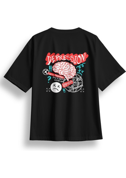 Oversize Depression Baskılı Tshirt