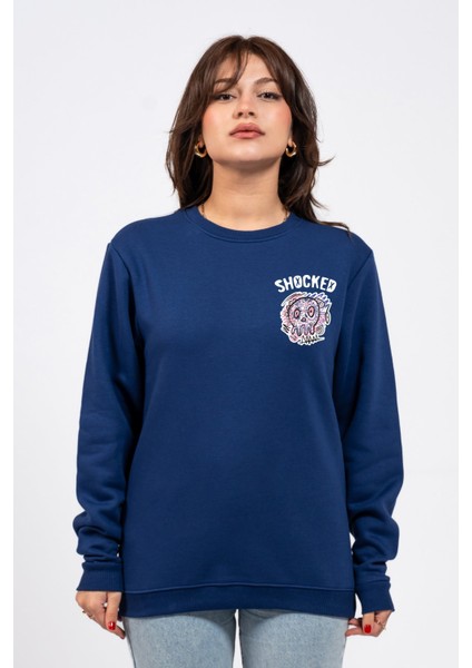 Regular Göğüste Shocked Baskılı Sweatshirt