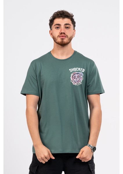 Regular Göğüste Shocked Baskılı Tshirt