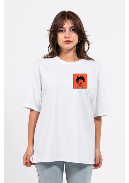 Oversize Curly Man Baskılı Tshirt