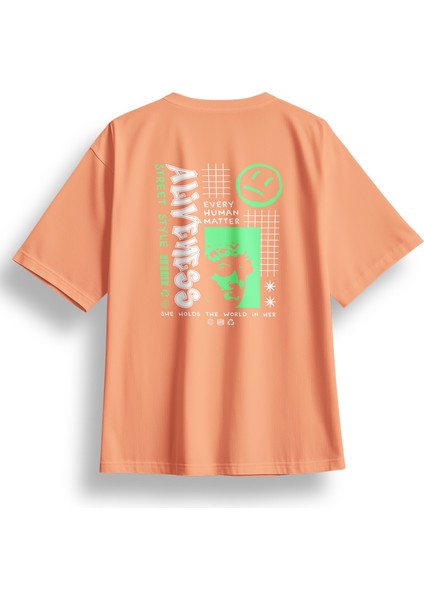 Oversize Aliveness Baskılı Tshirt