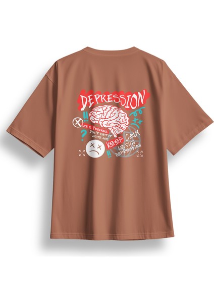 Oversize Depression Baskılı Tshirt