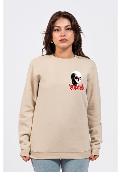 Regular Göğüste Baskılı Scary Sweatshirt