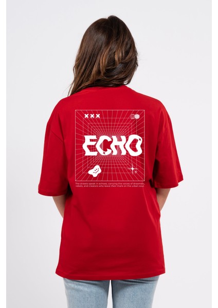 Oversize Sırtta Echo Baskılı Tshirt