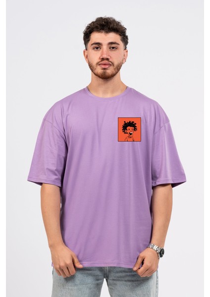 Oversize Curly Man Baskılı Tshirt