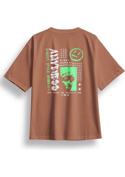 Oversize Aliveness Baskılı Tshirt