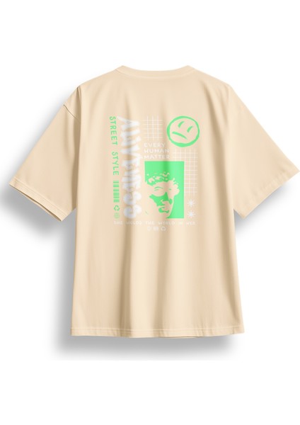 Oversize Aliveness Baskılı Tshirt