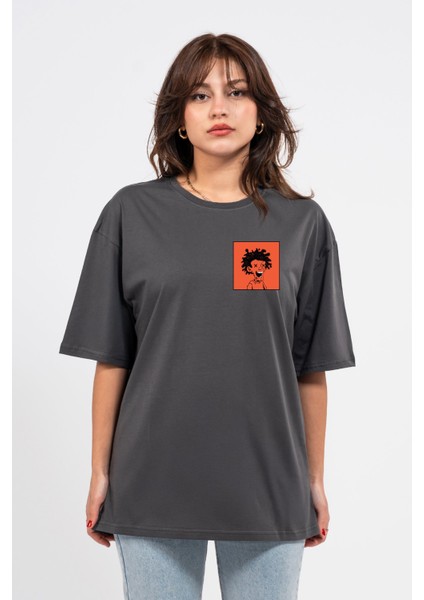 Oversize Curly Man Baskılı Tshirt