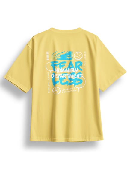 Oversize Fearless Baskılı Tshirt