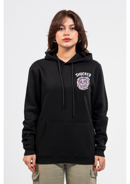 Regular Göğüste Shocked Baskılı Hoodie