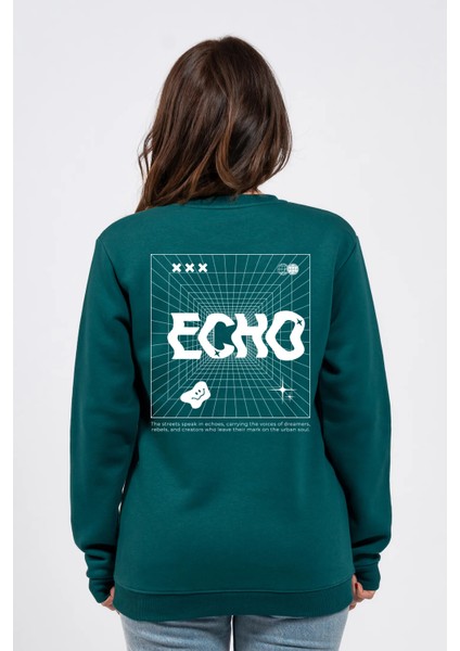 Regular Sırtta Echo Baskılı Sweatshirt