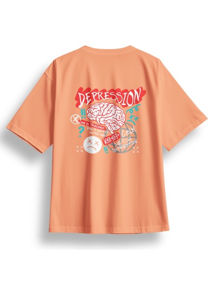 Oversize Depression Baskılı Tshirt