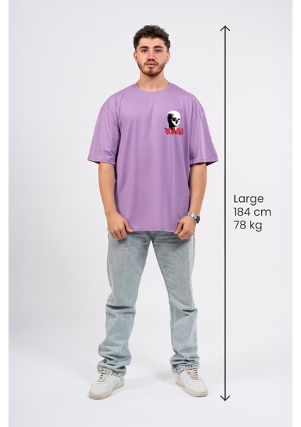 Oversize Göğüste Scary Baskılı T-Shirt