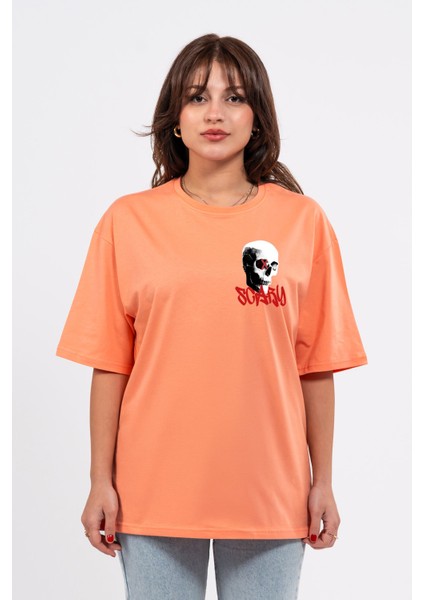 Oversize Göğüste Scary Baskılı T-Shirt