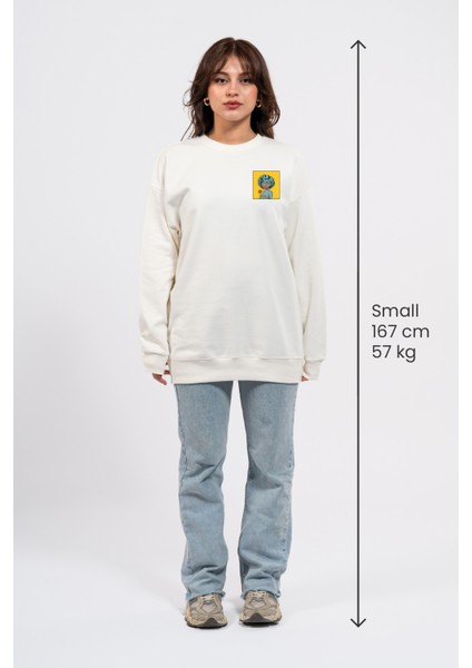 Oversize Göğüste Cry Woman Baskılı Sweatshirt