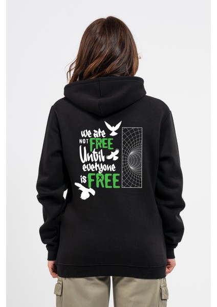 Regular Sırtta Not Free Baskılı Hoodie