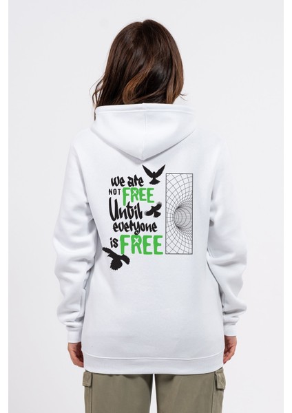 Regular Sırtta Not Free Baskılı Hoodie