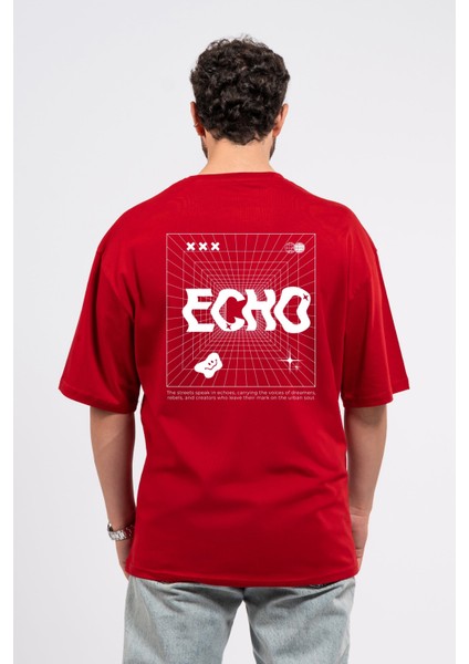 Oversize Sırtta Echo Baskılı Tshirt