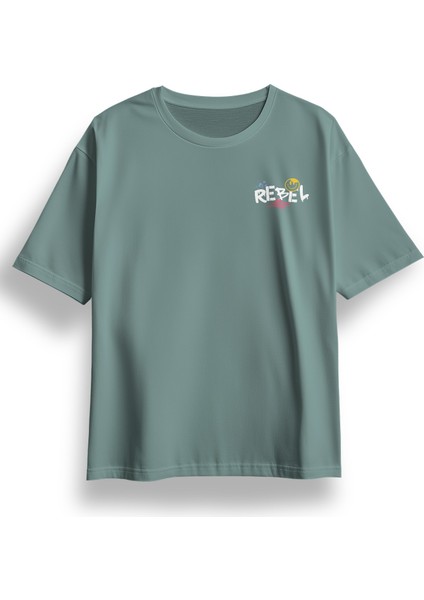Oversize Rebel Baskılı Tshirt