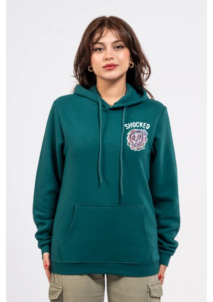 Regular Göğüste Shocked Baskılı Hoodie