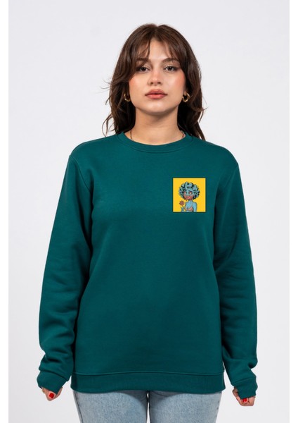 Regular Göğüste Cry Woman Baskılı Sweatshirt