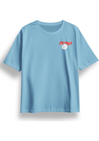 Oversize Depression Baskılı Tshirt