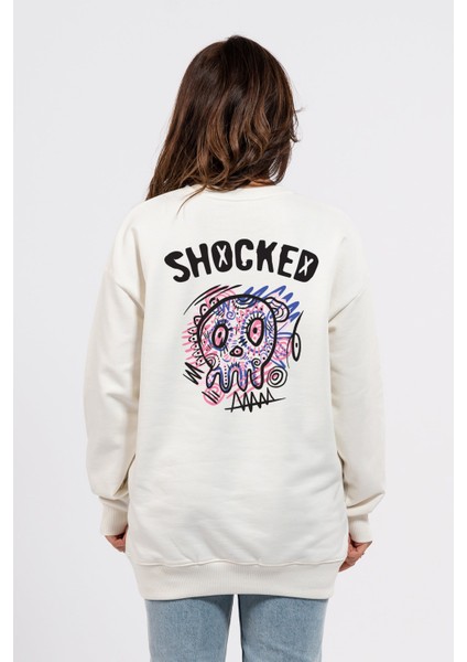 Oversize Sırtta Shocked Baskılı Sweatshirt