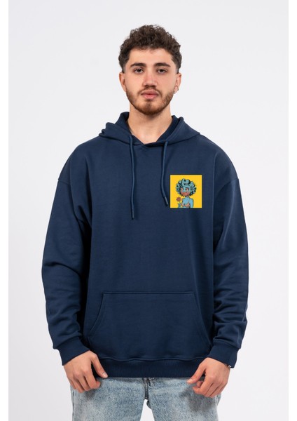 Oversize Göğüste Cry Woman Baskılı Hoodie