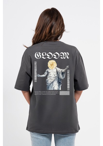 Oversize Sırtta Bloom Baskılı Tshirt