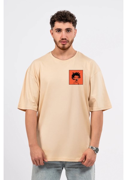 Oversize Curly Man Baskılı Tshirt