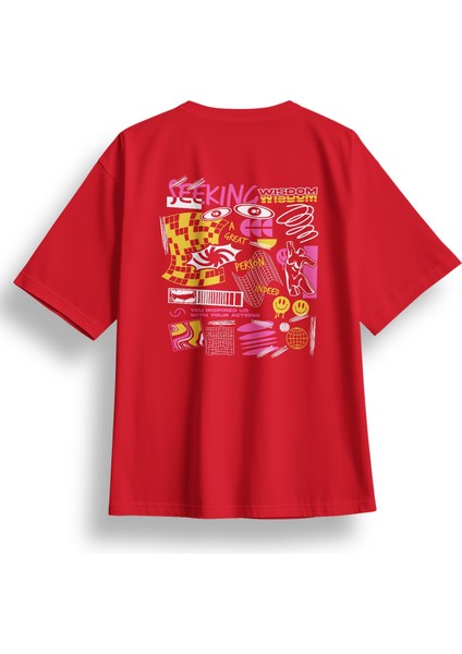 Oversize Seeking Baskılı Tshirt